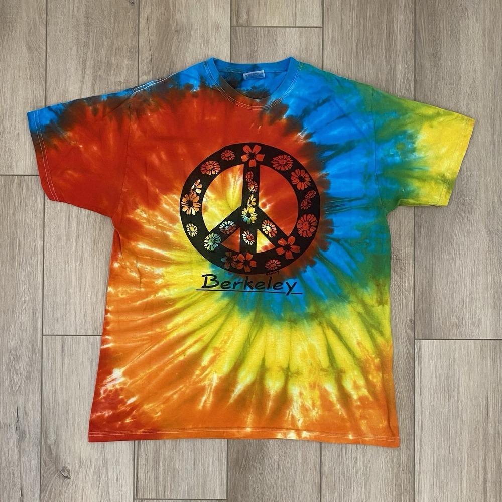 Vintage Y2K Berkeley Tie-Dye Boho Floral T-Shirt Adult Size Large Hippie Peace
